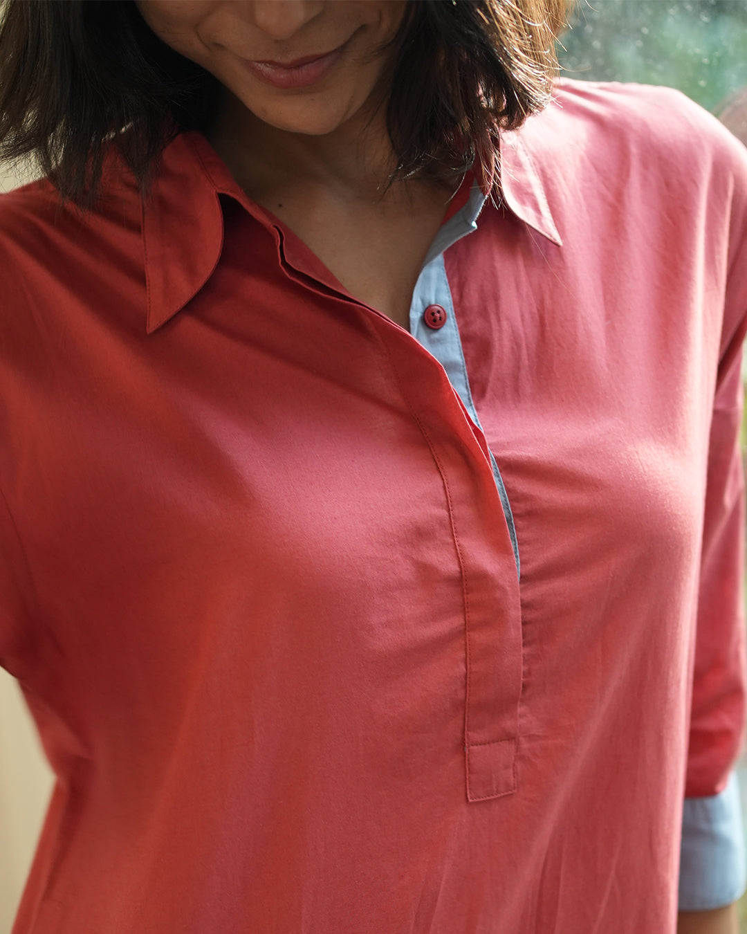 Postcard Kurta in Brick Red