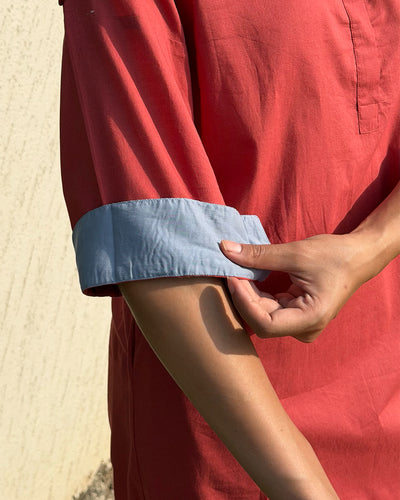 Postcard Kurta in Brick Red