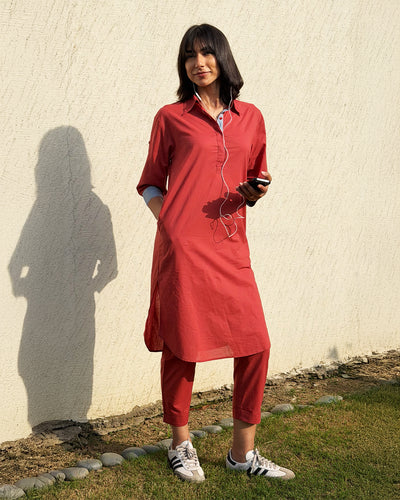Postcard Pants in Brick Red