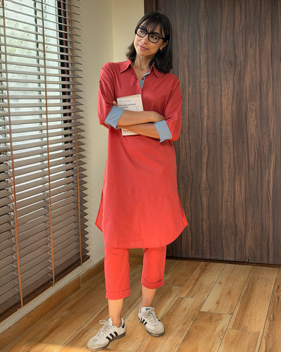 Postcard Pants in Brick Red