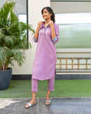 Postcard Kurta in Light Plum