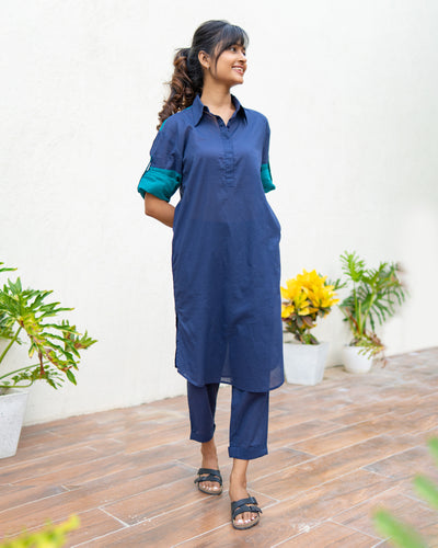 Postcard Pants in Navy Blue