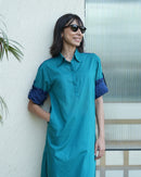 Postcard Kurta in Deep Teal