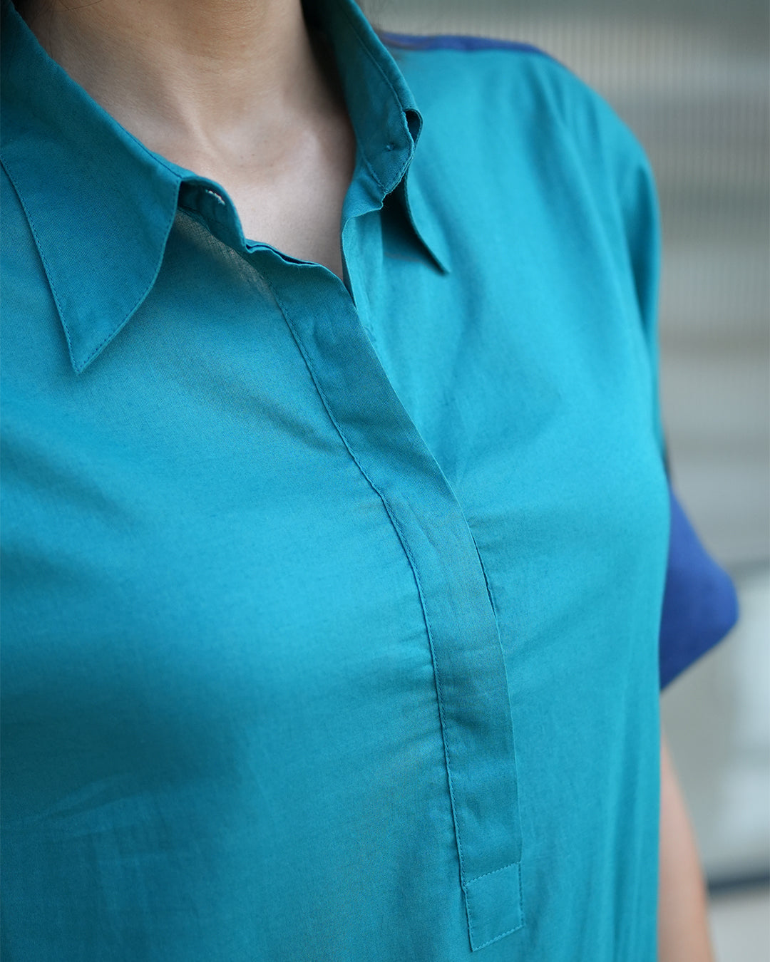 Postcard Kurta in Deep Teal