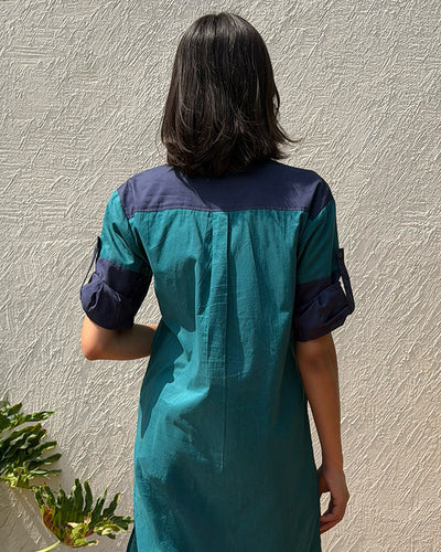 Postcard Kurta in Deep Teal