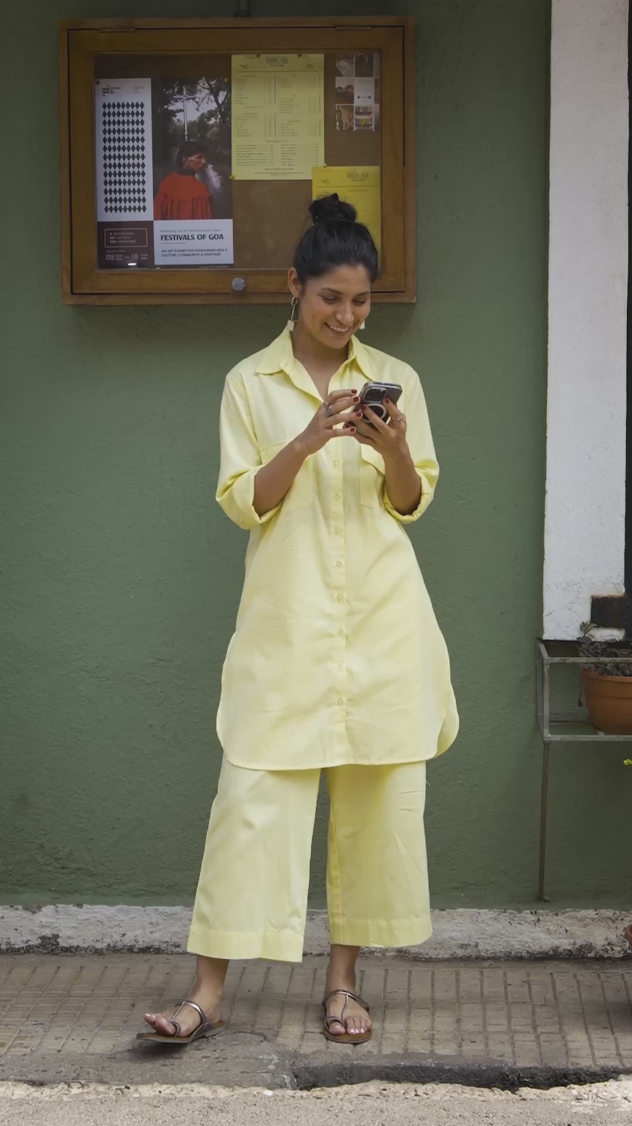 Bougainvillea Kurta Set in Butter Yellow