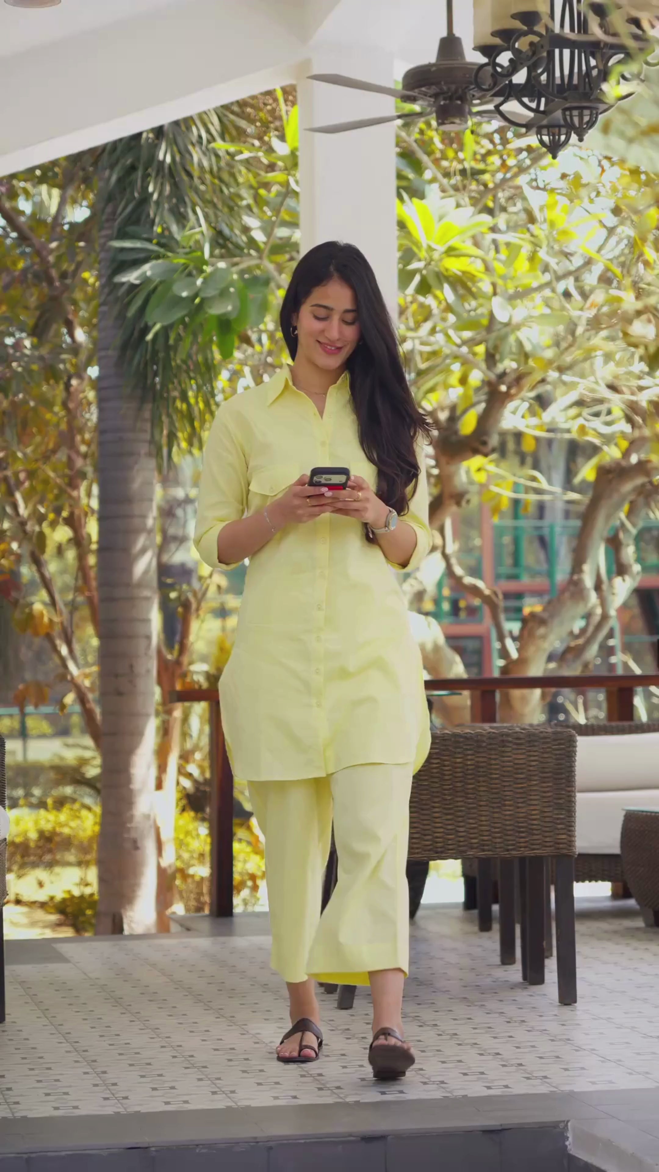 Bougainvillea Kurta Set in Butter Yellow