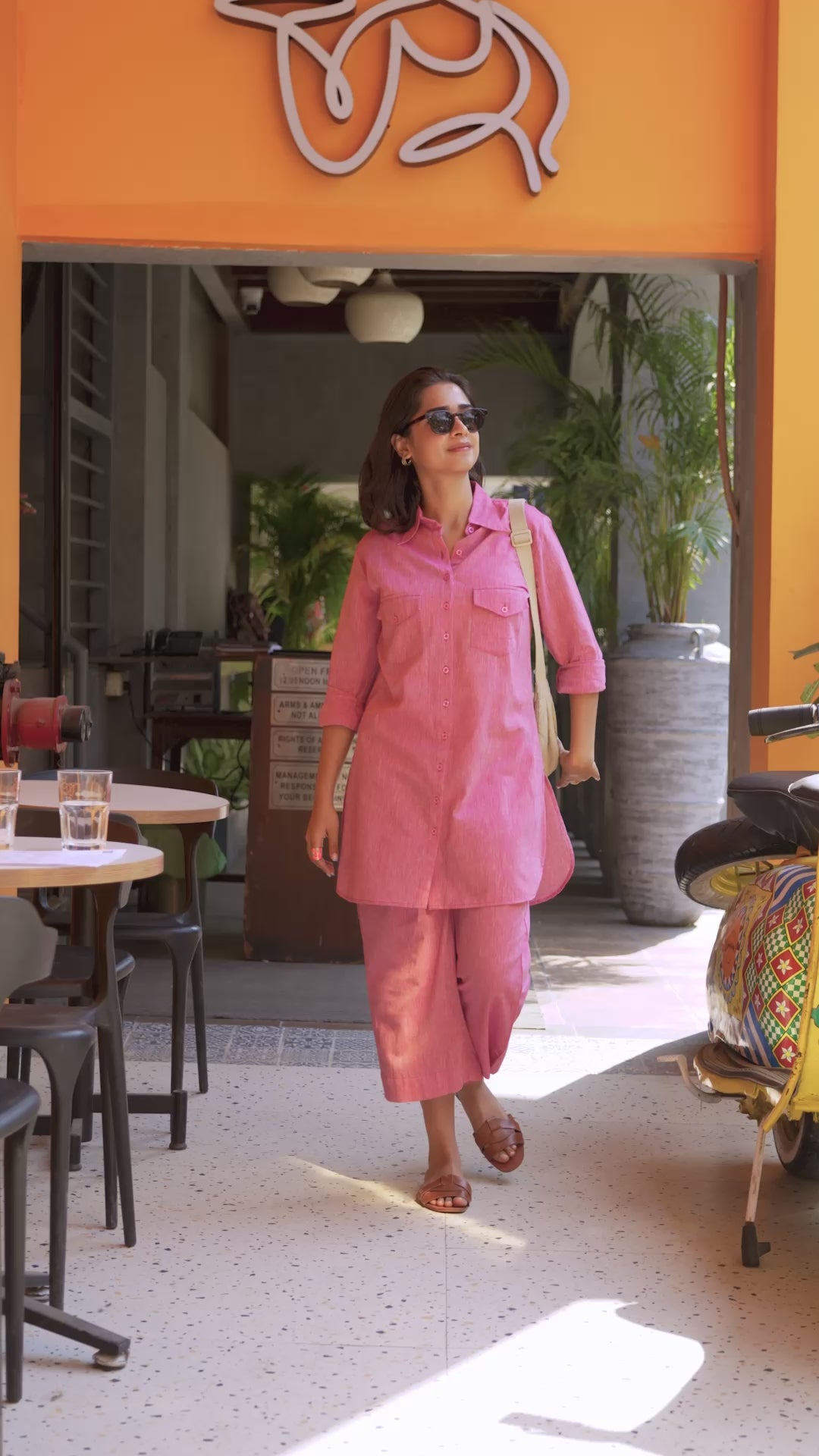 Bougainvillea Kurta Set in Spring Pink