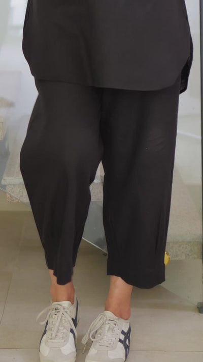 Silver Hoops Kurta Set in Black