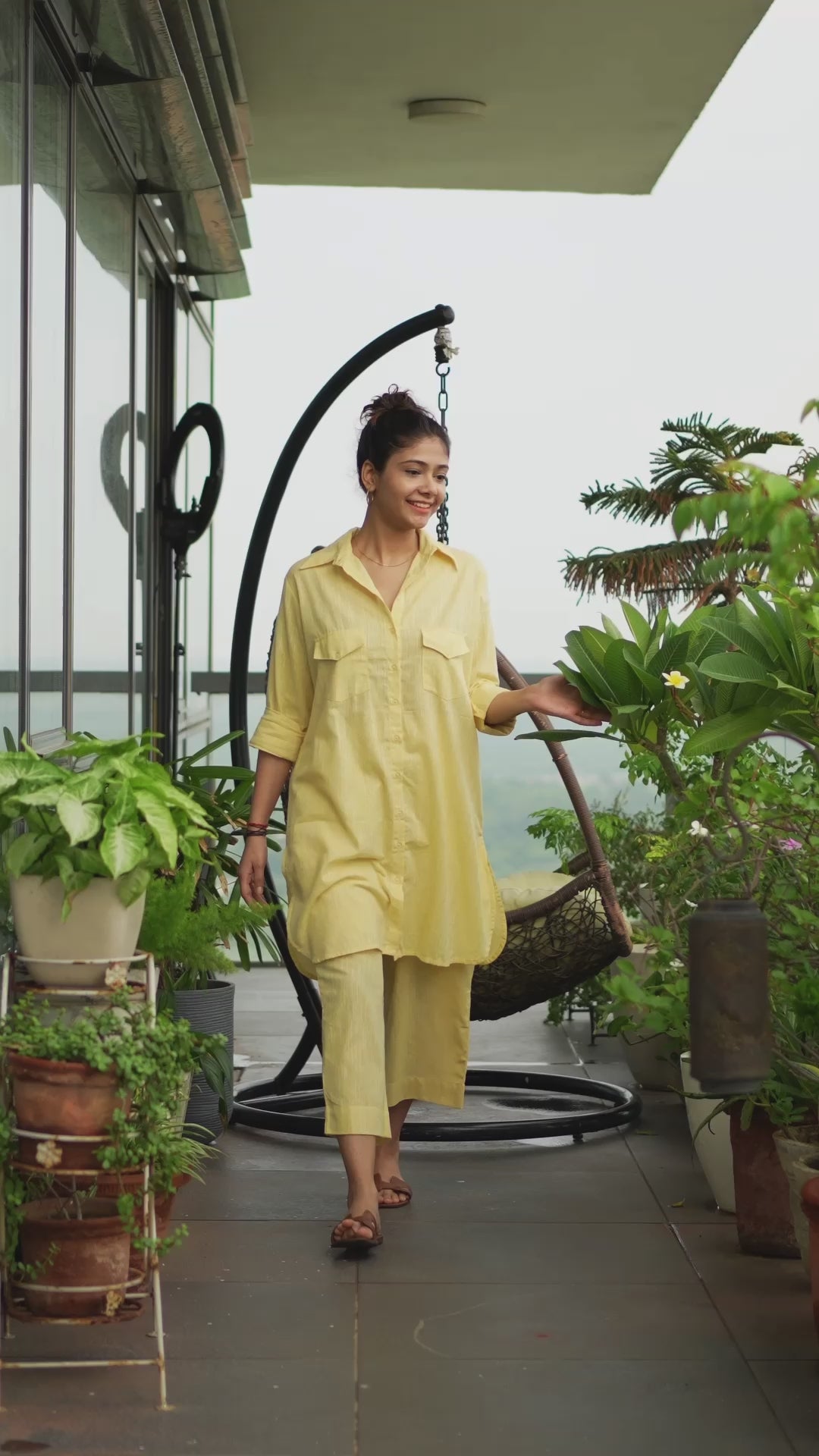 Bougainvillea Kurta Set in Butter Yellow