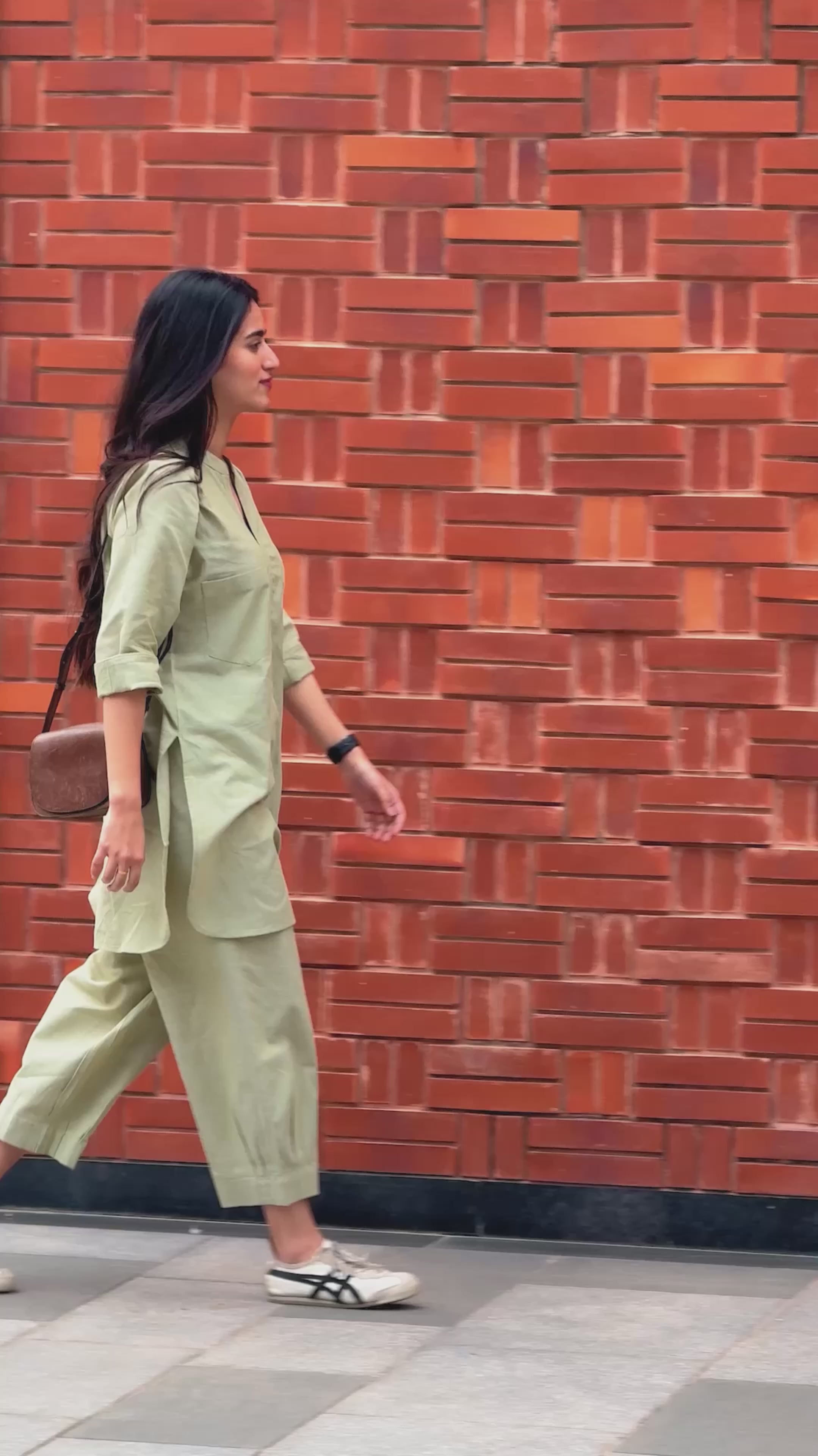 Silver Hoops Kurta Set in Sage Green