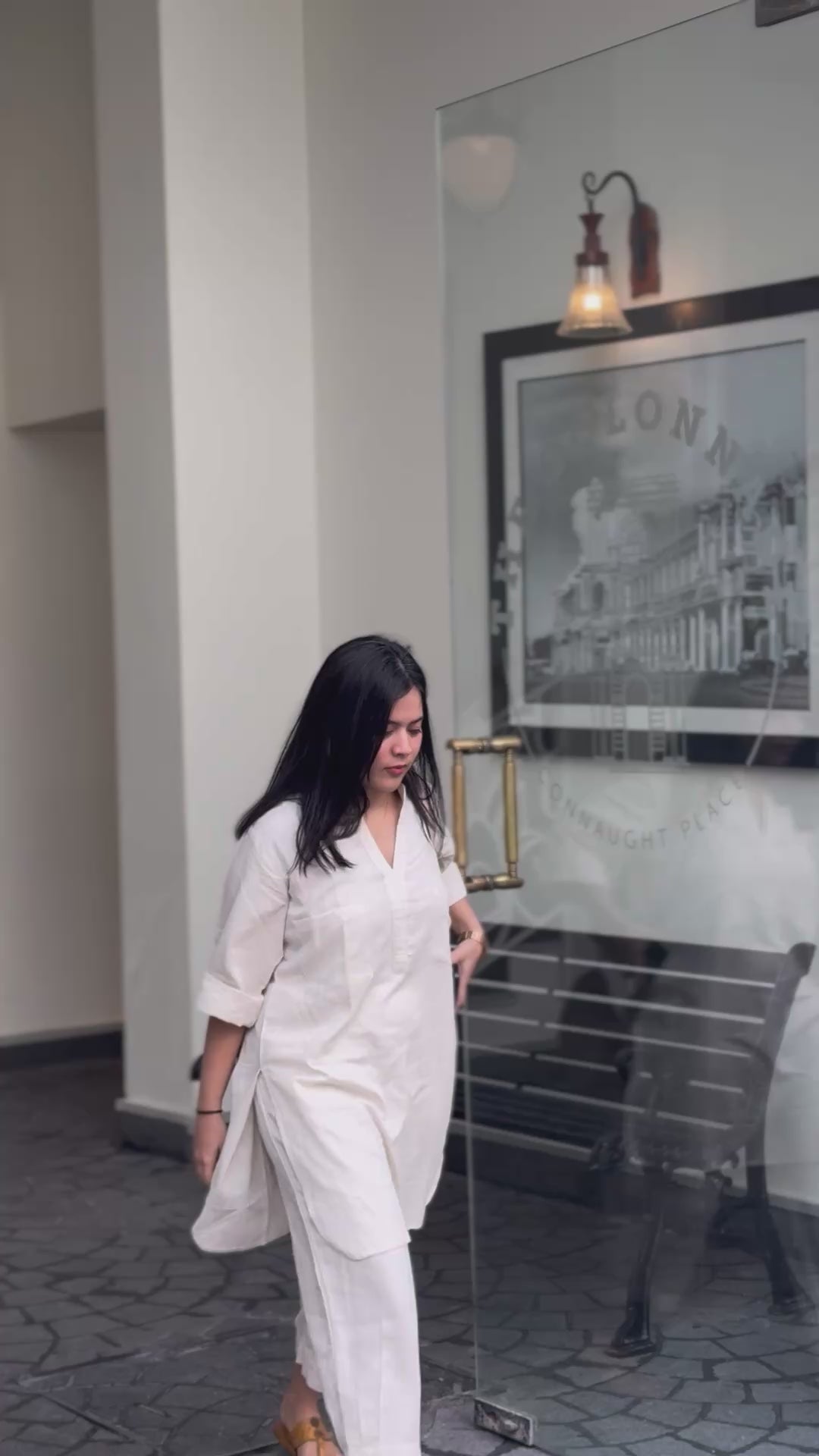 Silver Hoops Kurta Set in Off-White