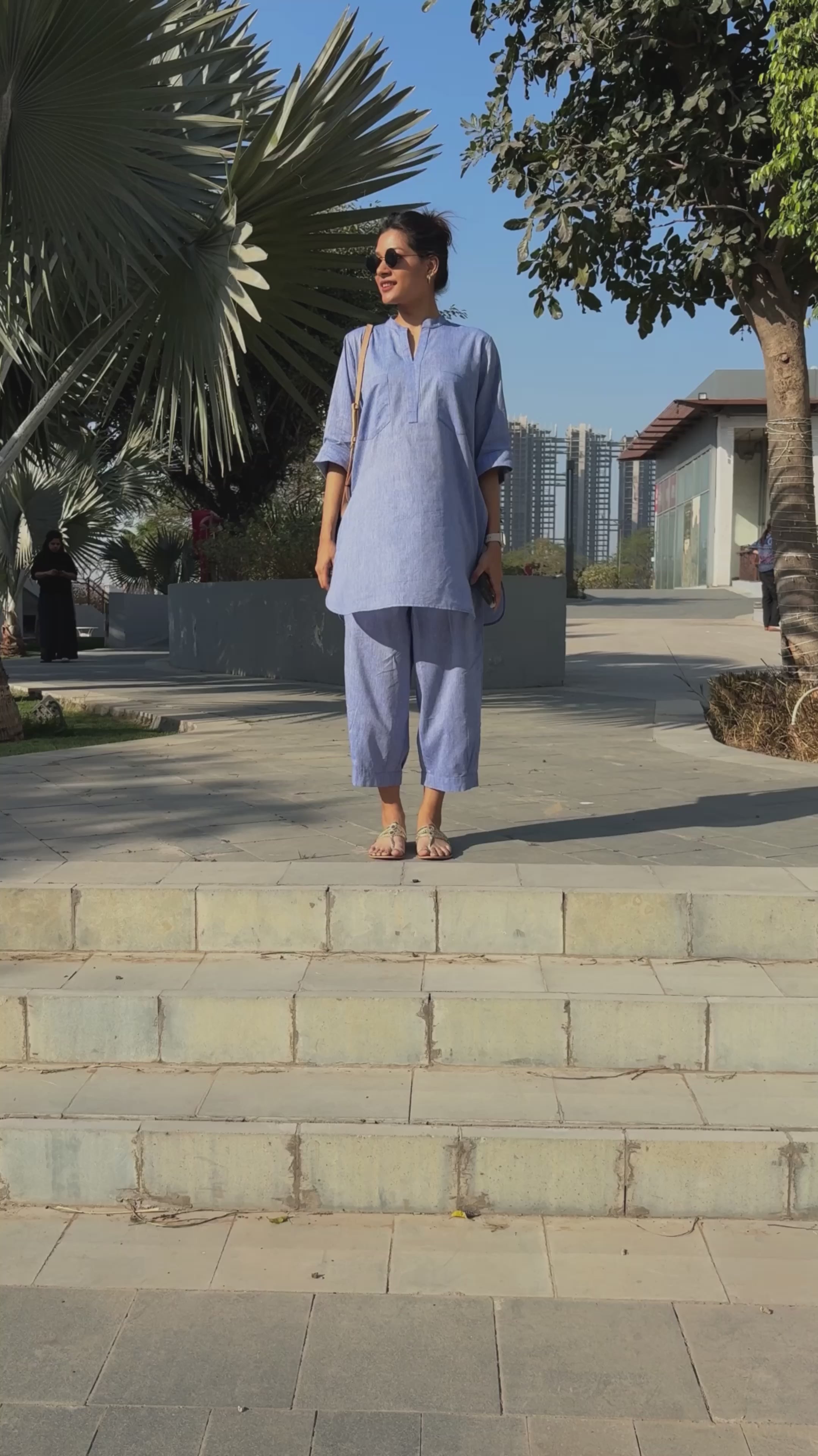 Silver Hoops Kurta Set in Blue