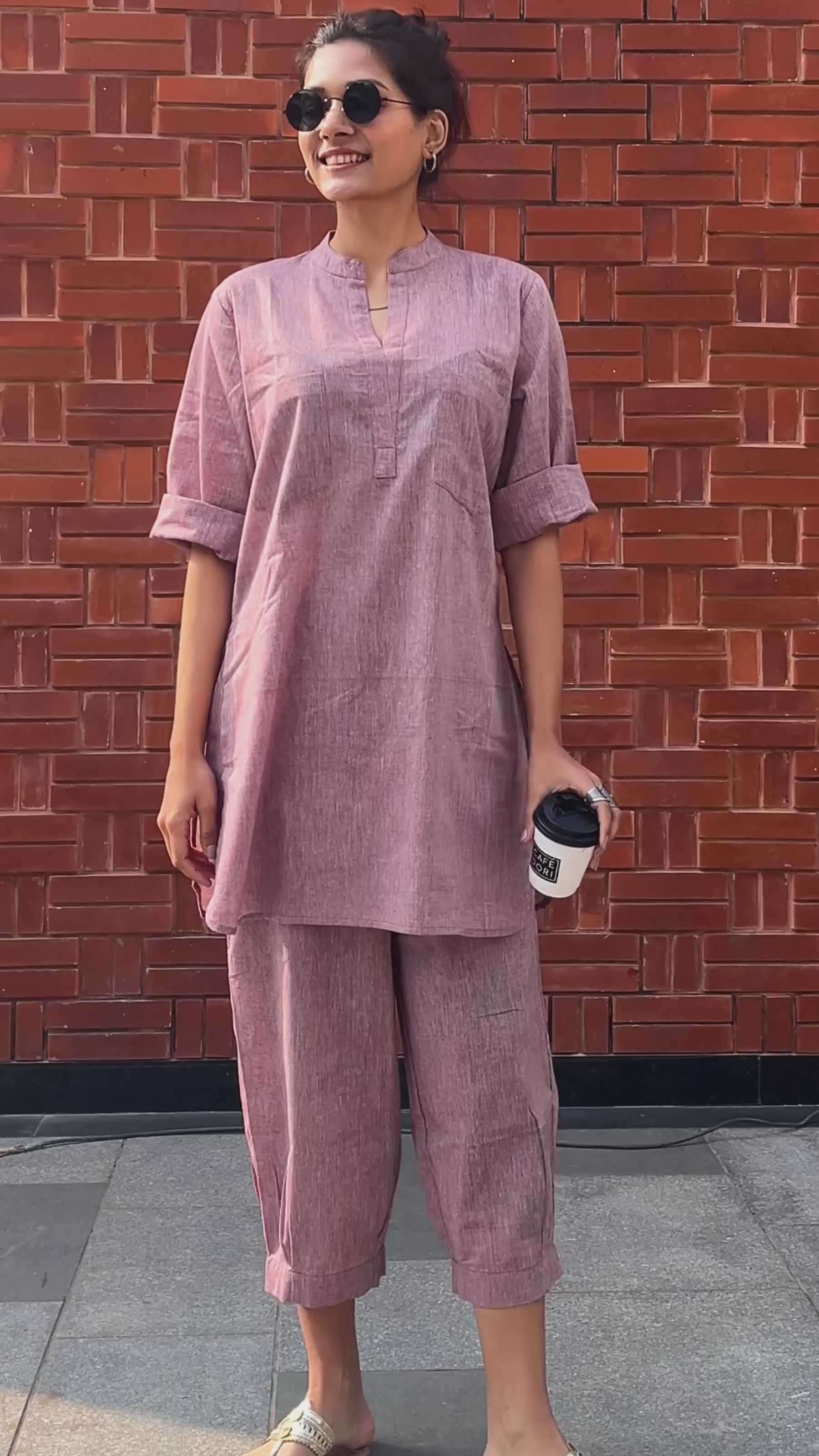 Silver Hoops Kurta Co-Ord Set in Burgundy