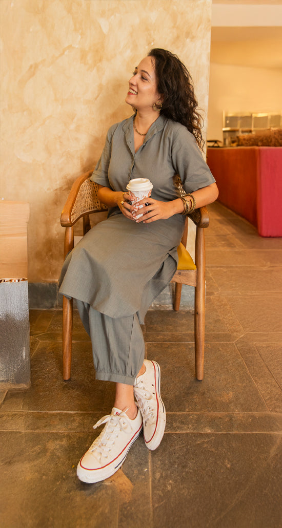 Butter Toast Kurta Co-Ord Set in Grey