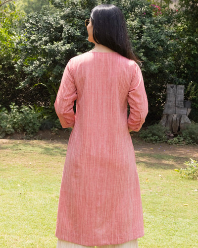 Paper Plane Kurta in Coral