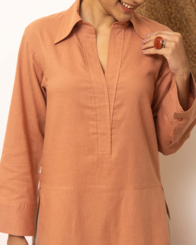 Sticky Note Kurta in Dusty Peach