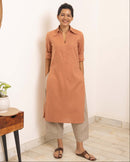 Sticky Note Kurta in Dusty Peach