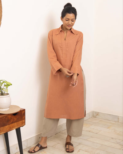 Sticky Note Kurta Set in Dusty Peach