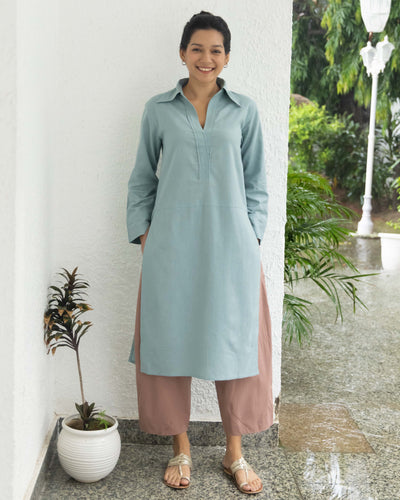 Sticky Note Kurta Set in Sea Green