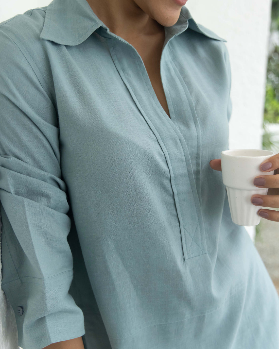 Sticky Note Kurta in Sea Green