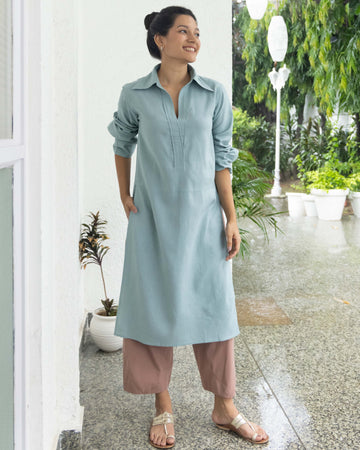 Sticky Note Kurta in Sea Green
