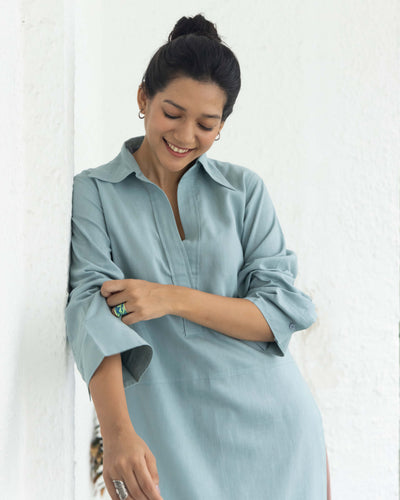 Sticky Note Kurta in Sea Green