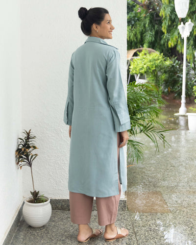 Sticky Note Kurta in Sea Green