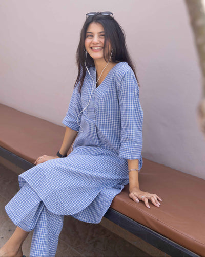 Sudoku Co-ord Set in Slate Blue