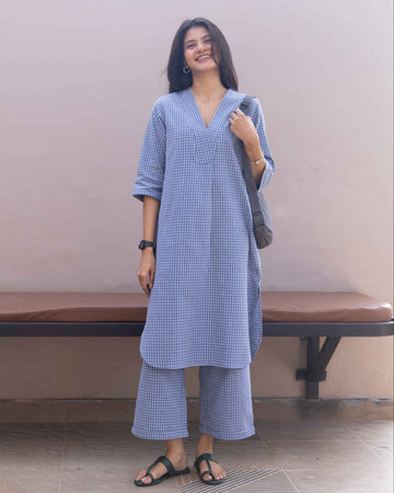Sudoku Co-ord Set in Slate Blue