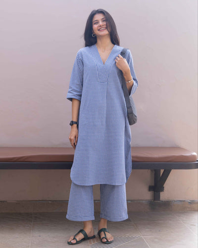 Sudoku Co-ord Set in Slate Blue