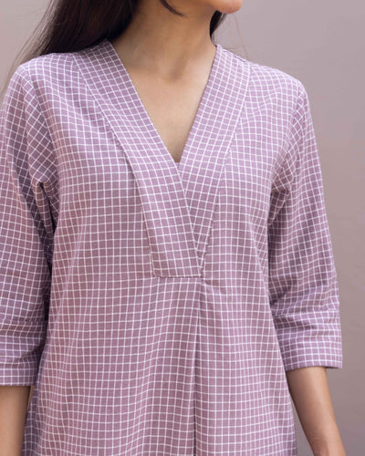 Sudoku Co-ord Set in Dusty Lilac with Ivory Pants