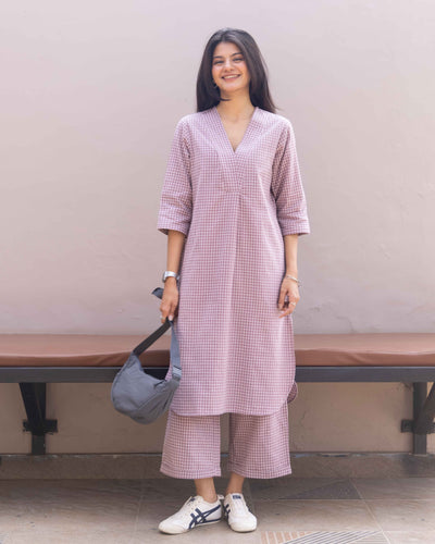 Sudoku Co-ord Set in Dusty Lilac
