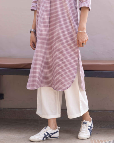 Sudoku Co-ord Set in Dusty Lilac with Ivory Pants