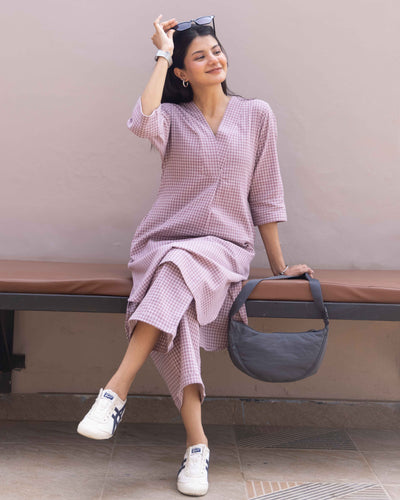 Sudoku Co-ord Set in Dusty Lilac