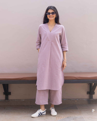Sudoku Co-ord Set in Dusty Lilac